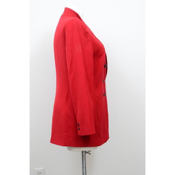 VTG 80s Dana Buchman Red Wool Double Breasted Blazer Jacket Plus Size 14 - Picture 4 of 14